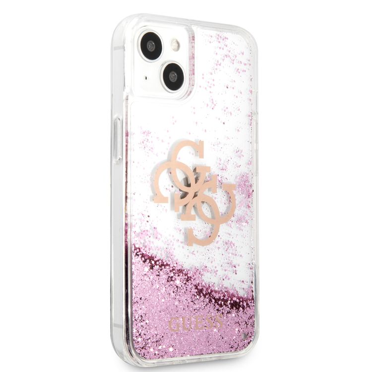 CG MOBILE Guess Liquid Glitter Case with 4G Electroplated Logo Compatible for iPhone 13 Mini (5.4") Anti-Scratch, Easy Access to All Ports, Shock Absorption