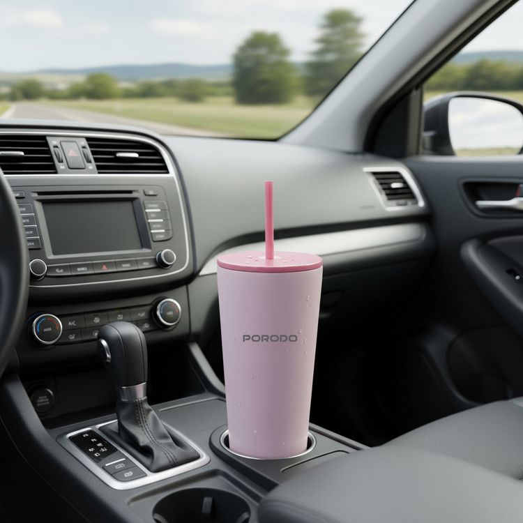 Porodo Stainless Steel Double Wall Tumbler with 710mL Capacity, Eco-Friendly Material, Leak-Proof & High-Capacity Design - Pink