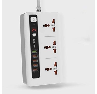 Power Socket (PD-5P3SQC-BK) 4 USB Port 3.4A + 1 Quick Charge 3.0 Charging Station - White