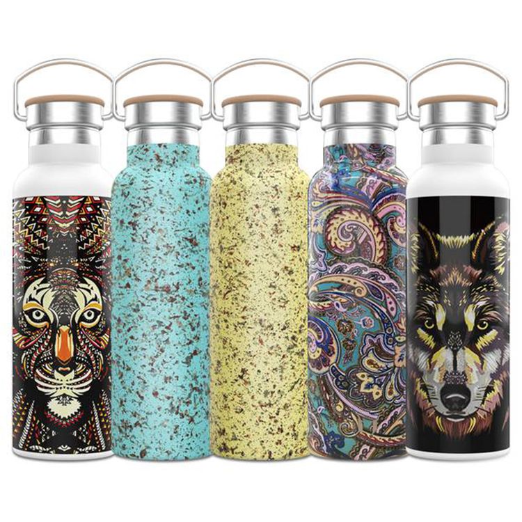 Green Lion Portable Pattern Water Bottle with 600mL Capacity, Stainless Steel Material, Up to 6 Hours Hot & Cold Insulation, Easy To Carry & Clean, High Durability - Lion