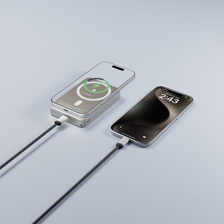 بنك طاقة بورودو ماج سيف 10000 مللي أمبير/ساعة مع منفذ إدخال وإخراج من النوع C، شحن لاسلكي 15 وات وشحن PD 20 وات، مؤشر بطارية LED، تصميم صغير الحجم وقابل للحمل - فضي / أصفر