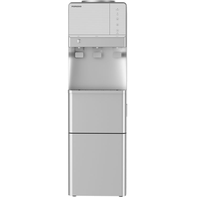 Porodo Lifestyle Water Dispenser & Ice Maker with 5°C - 10°C Cold Water Temperature, Child Safety Lock, Energy Efficient, Top Load Design, 9 Pieces of Ice per Cycle - Silver