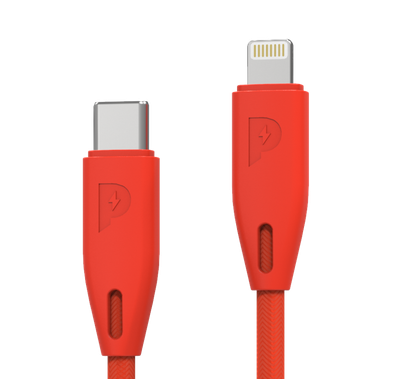 Powerology Fast Charging Cable, [MFi Certified] USB C to Lightning Braided Fast PD Charge 2 meter / 6.6 feet with iPhone 12 Pro Max/12 Mini/12, 11 Pro Max/11 Pro/11, XS Max/XS/XR/X, 8 Plus/8 (Red)