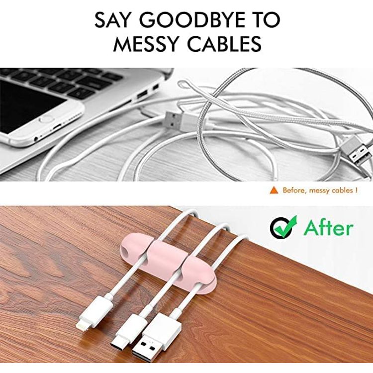 Ahastyle Silicone Multipurpose Cable  Clips/Organizers Desktop Organizer Collection - Pink
