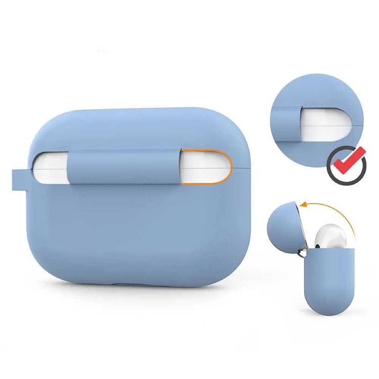 جراب سلسلة مفاتيح سيليكون بغطاء كامل من AhaStyle لسماعات Airpods Pro - أزرق سماوي