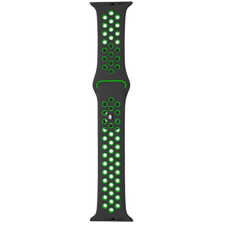 iGuard by Porodo Nike Watch Band for Smart Watch, Fit & Comfortable Replacement Wrist Band, Adjustable Straps Compatible for Apple Watch 44mm / 42mm - Black/Green