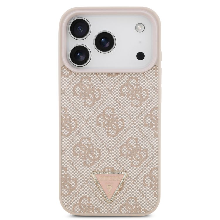 غطاء جلد PU بتقنية MagSafe 4G مع شعار مثلث لهاتف iPhone 17 Pro Max، ذو تصميم نحيف، حماية من السقوط، قبضة مريحة، تغليف مستدام، تصميم خفيف الوزن، سهل التركيب - وردي