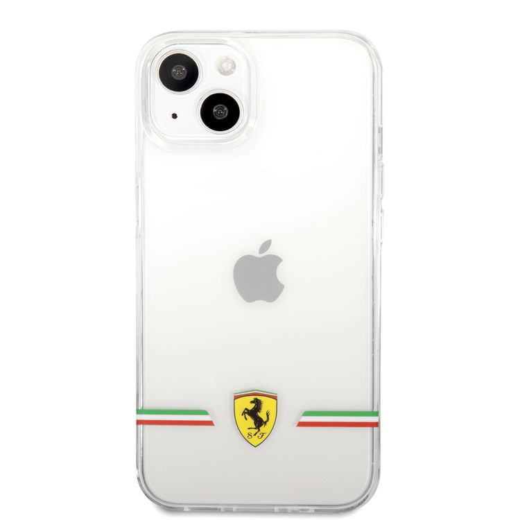 CG MOBILE Ferrari Transparent Case Italia Wings Print Logo Compatible for iPhone 13 Mini (5.4") Scratches Resistant, Easy Access to All Ports
