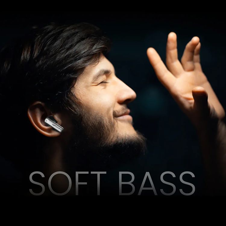 HiFuture Sonicair Earbuds with Up to 35 Hours Play Time, 10mm Driver, Comfortable Fit, Soft Bass, Bluetooth Version 5.3, Built-in 4 Microphones with ENC Technology, Crystal Clear Calls - Black