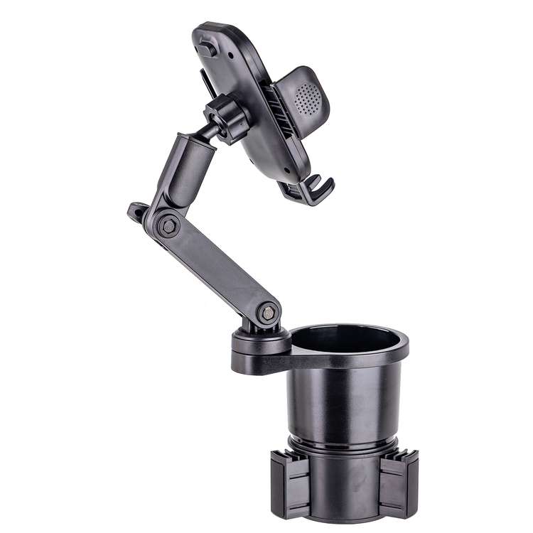 Green Lion 2-in-1 Flexgrip Car Cup Holder & Phone Mount, Expandable Phone Holder with Support Blocks, 64-92mm Phone Size Compatibility, Adjustable Base & Arms with 360° Rotation, Anti-Slip Rubber Pads, Anti-Shake & Universal Fit - Black