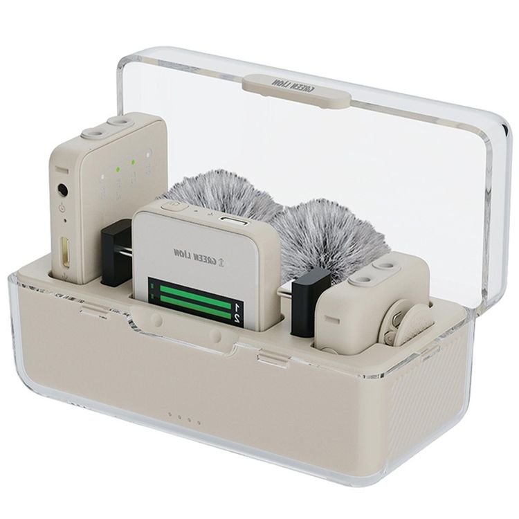 Green Lion GLM Professional Wireless Microphone, 360° Pick up, Compact & Portable, Environment Noise Cancellation - White