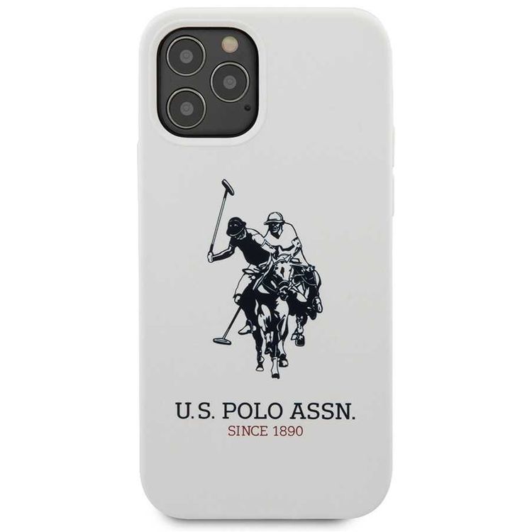 CG Mobile U.S. Polo Assn. Liquid Silicone Hard Case DH Logo for iPhone 12 / 12 Pro (6.1") Shock & Scratch Resistant, Suitable with Wireless Chargers Officially Licensed - White