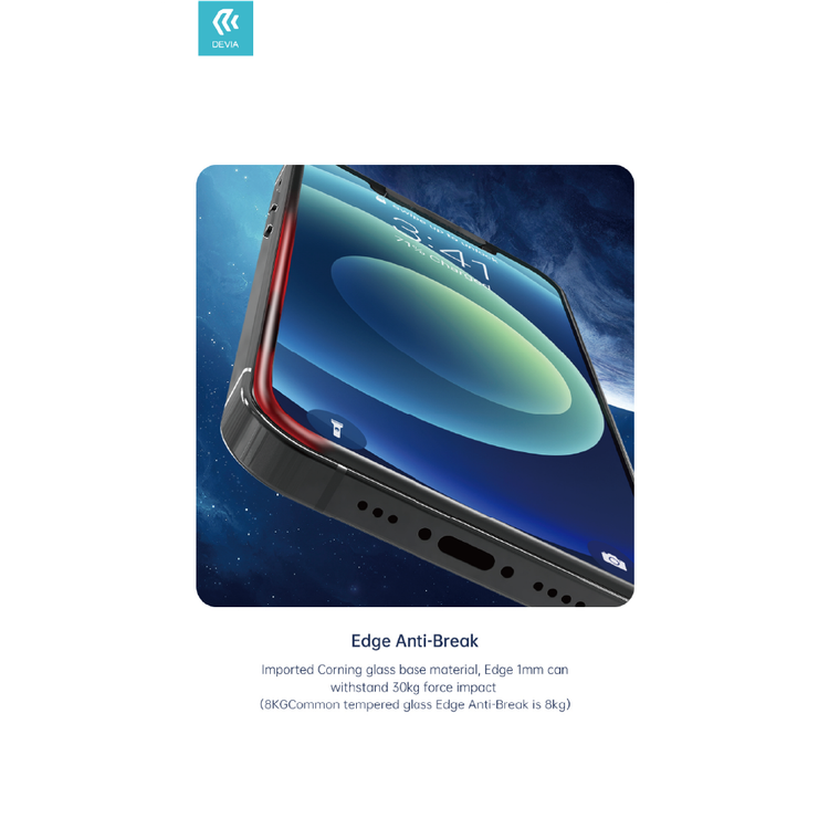 Devia Van Series Full Screen Silicone Edge Twice-Tempered Glass Compatible for iPhone 13 Pro Max (6.7") Easy Installation, Anti-Scratch , Screen Guard with Alignment Frame, Full Coverage Screen Protector