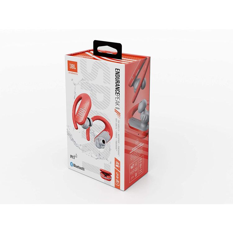 JBL Endurance Peak 2 Waterproof True Wireless In-Ear Sport Headphones, Pure Bass Sound, Bluetooth Headphones 30hours Battery, IPX7 Water & Sweat Proof - Coral