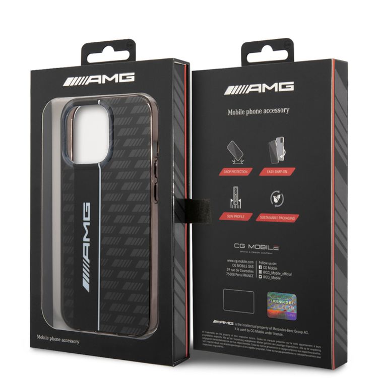 AMG Double Layer Carbon Pattern II Transparent Hard Case Compatible with iPhone 13 Pro Max - Black
