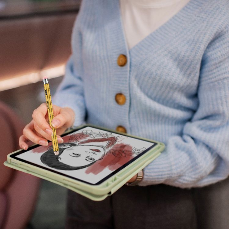 Green Lion Vintage 2-in-1 Stylus Pencil with Up to 12 Hours Working Time, 1.7mm Nib Diameter, Removeable & Replaceable Tip, 130mAh Battery Capacity, Palm Rejection - Yellow