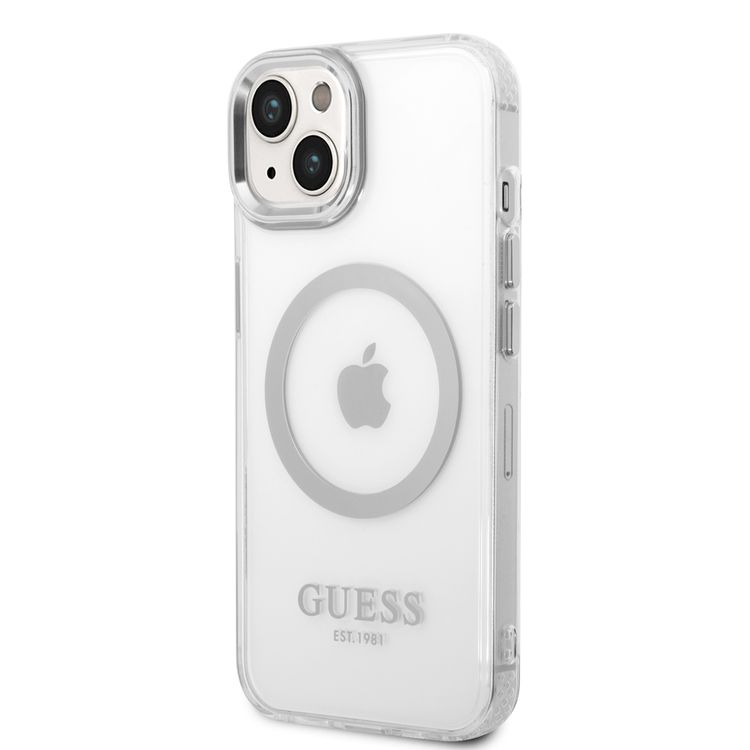 Guess Magsafe Compatibility Transparent Outline iPhone 14 Plus Compatibility - Silver