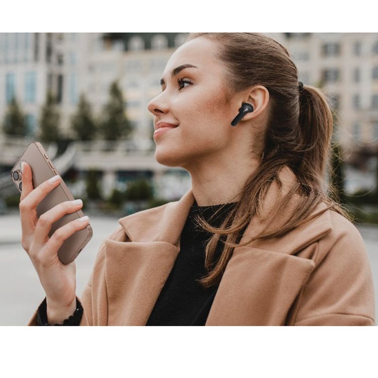 Levelo Oris ENC True Wireless Earbuds with Environmental Noise Reduction, Google & Siri Assistant, Hi-Fi Bass, Game/Music Modes, 280mAh Battery Capacity, 21 Hours Playtime - Black