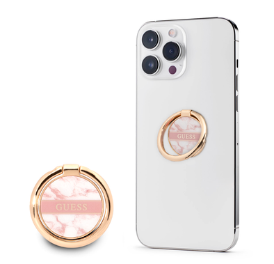 Guess Metal Ring Stand 4G, Compatible with All Smartphone - Marble Pink