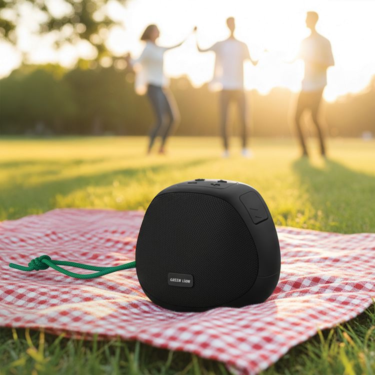 Green Lion Alps Wireless Speaker with 5W Power, Pocket Friendly, Lightweight, Outdoor-Ready, Easy Controls, USB-C Charging Port, IPX4 Water Resistance Level, 4 Hours Play Time, True Stereo Pairing, Adjustable Strap, Hands-Free, TWS Mode, Bluetooth Version 5.4 - Black