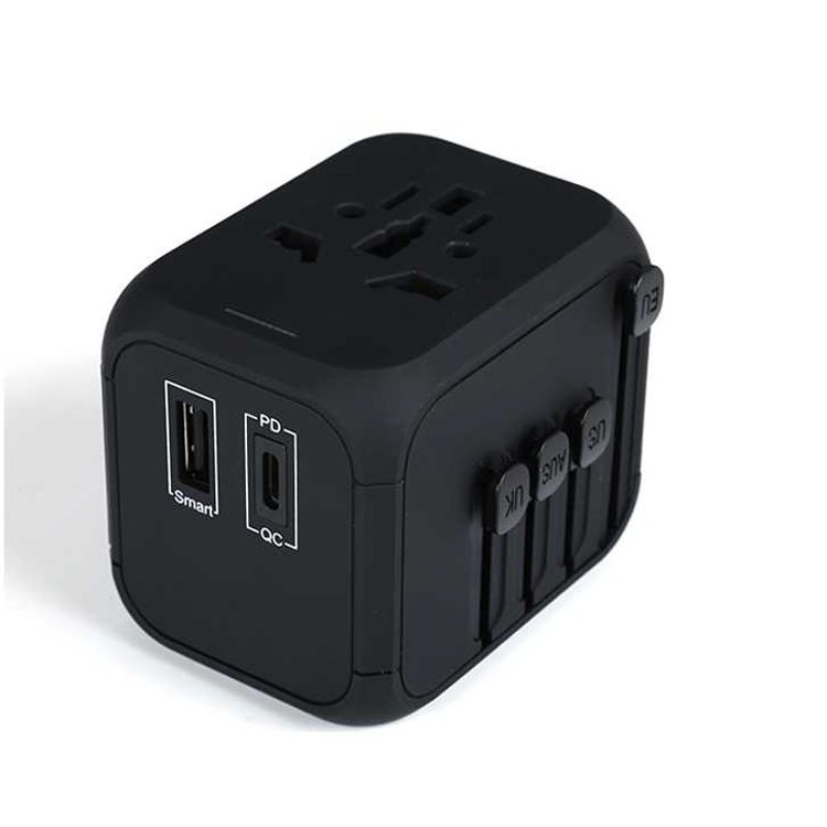 Powerology Universal Travel Adapter 2A + PD 18W- Black