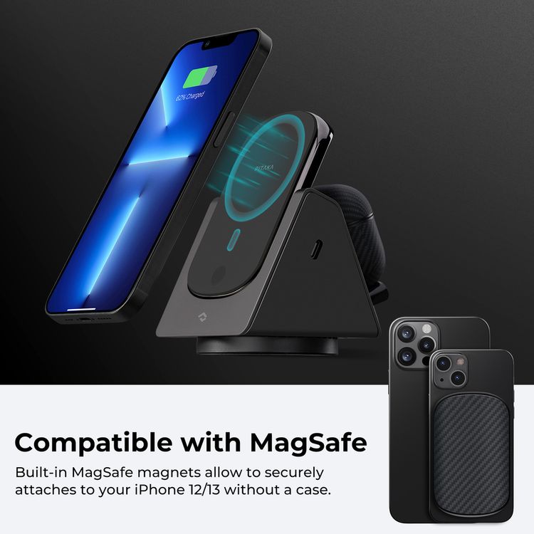 PITAKA MagEZ Slider + Power Dongle 3 in 1 Wireless Charger - Black