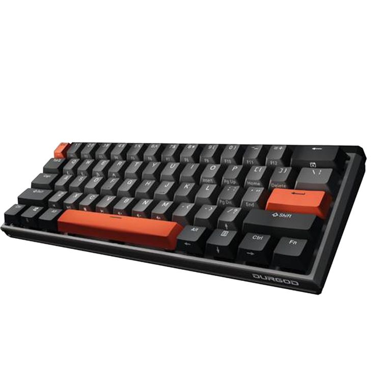 Durgod K330W Gateron Crystal لوحة المفاتيح الميكانيكية اللاسلكية Doubleshot PBT Profile - أسود / رمادي / برتقالي