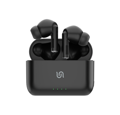 Porodo Soundtec Wireless ANC In-Ear Earbuds with Touch Controls, Wireless Charging, Transparency Mode, Comfortable Fit, Superior Microphone, 20 Hours Playtime with Charging Case, 10m Operating Distance - Black