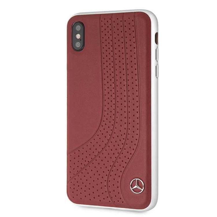 Mercedes-Benz New Bow I Genuine Leather Hard Case for iPhone Xs Max - Red