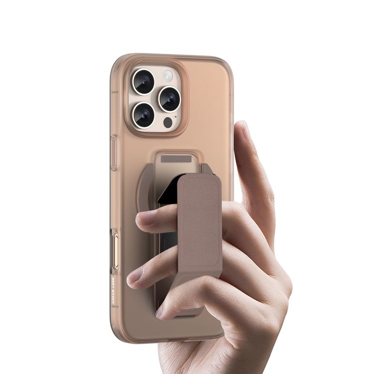 Green Lion Grip 360 MagSafe Case for iPhone 16 Pro with Leather Grip Strap, Camera Protection, Multi Functional Design, Scratch Resistant, Foldable Stand - Desert Titanium