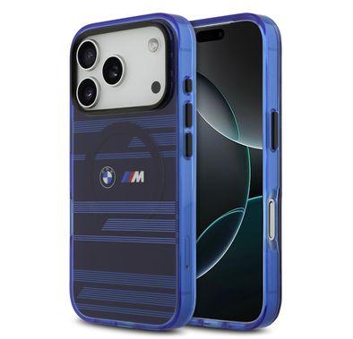 BMW MagSafe Transparent IML Case with Metal Buttons & Line Designs for iPhone 17 Pro Max, Sustainable Packaging, Easy Snap-On, Slim Profile, Drop Protection - Blue