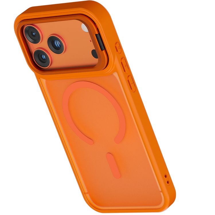 Solo Pro Camera Kickstand Case for iPhone 17 Pro Max with MagSafe Compatibility, TPU+PC  Material, Strong Magnets, Raised Camera Bezel, Shock-Resistant Bumper, Metal Camera Ring, Camera Ring Stand, Built-in Kickstand - Orange