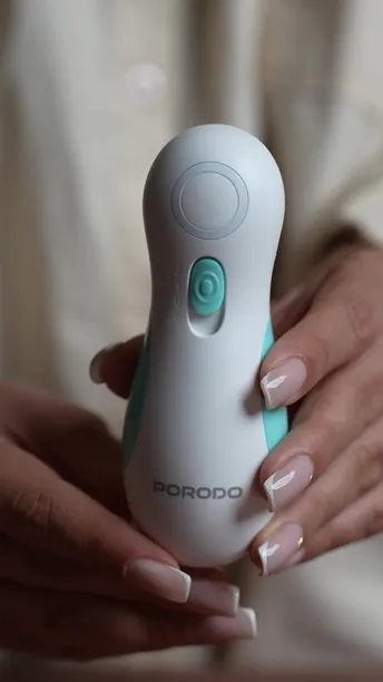 Porodo Baby Nail Trimmer Set, 6 Interchangeable Heads, Usable for Babies under 3 months Old & Adults, Integrated Night Light, 360° Gentle Rotation