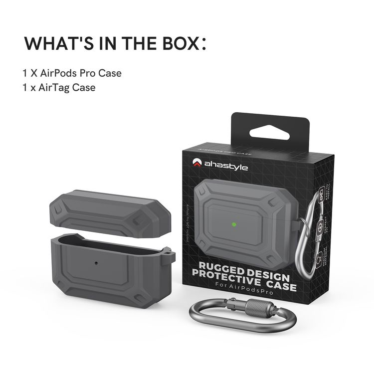 AhaStyle Premium Silicone Rugged Design Case with Anti-Lost Carabiner Compatible for AirPods Pro, Scratch Resistant, Shock Absorption & Dustproof