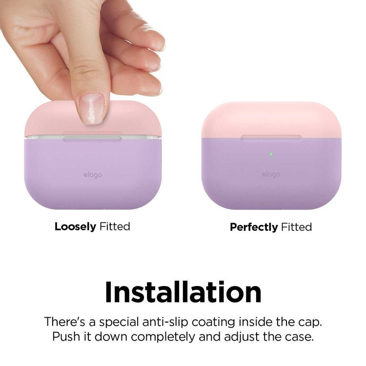 Elago Duo Case for Apple Airpods Pro - Top-Pink/Blue, Bottom-Lavender