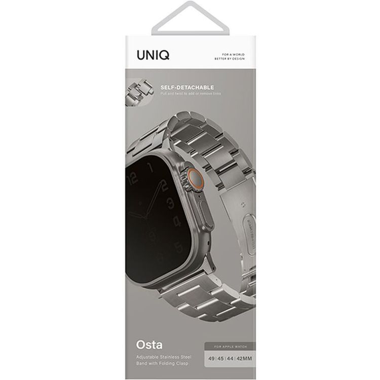 UNIQ Osta Apple Watch Steel Strap with Self-Adjustable Links - Titanium Silver