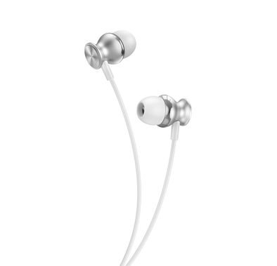 Green Lion Metal Wired Earphones with Crystal Clear Sound, Hi-Fi Audio, Chic Design, Premium Quality, 3.5mm Audio Jack, 10mm Speaker Size, High Elastic TPE Cable Material - White