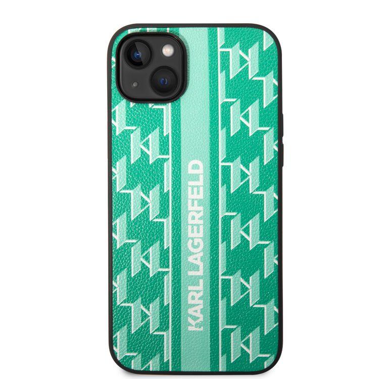 Karl Lagerfeld Grained PU Leather Case with Logomania Pattern iPhone 14 Compatibility - Black