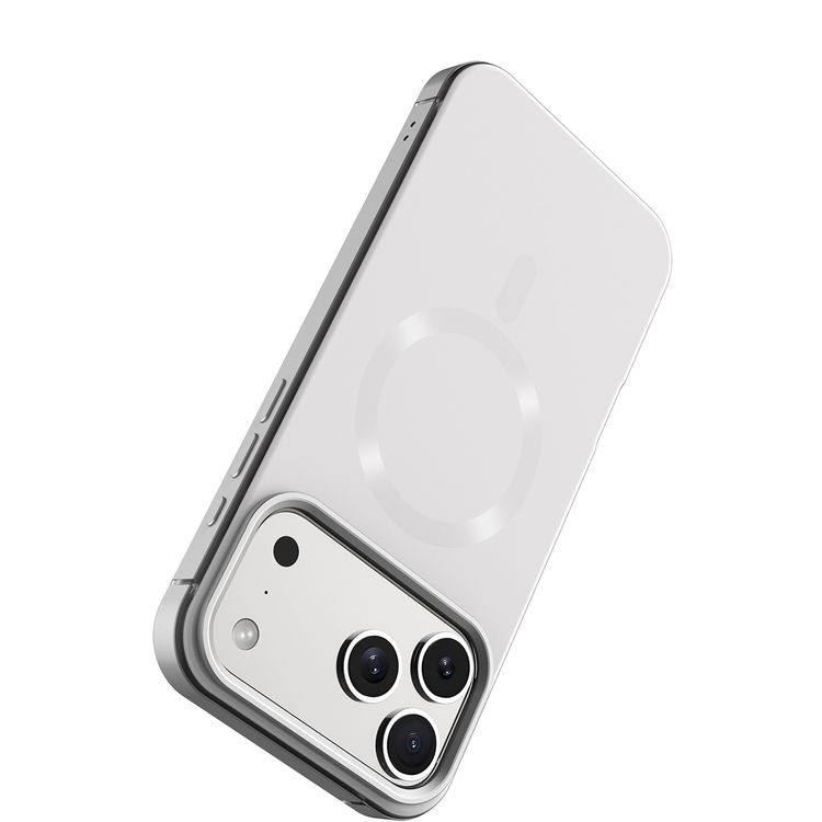 Levelo Opulis MagSafe Frosted Case for iPhone 17 Pro, Liquid Silicone Comfort, Anti-Scratch, Aluminum Alloy Frame for Camera & Edges, Anti-Fingerprint, Strong Magnets, Multi-Layer Design, Shock-Resistant Bumper, Non-Slip Surface - Silverstone