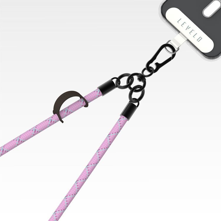 Levelo Everly Phone Crossbody Lanyard, Lightweight Design, Adjustable Straps with 1.2m Length, Hypoallergenic Material, Universal Compatibility - Pink pearl
