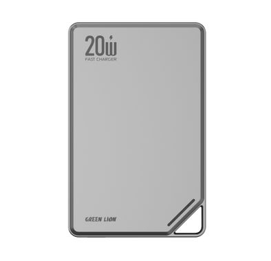 Green Lion Rayo 10000mAh Power Bank with PD 20W Fast Charging, 15W Wireless Output, Ultra-Slim Design, LED Power Indicator, Flight Approved, Strong Magnetic, Safety Protections - Gray