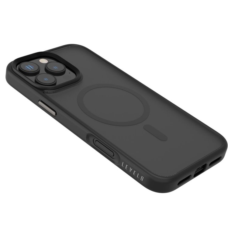 Levelo MagSafe Matte Solo Case for iPhone 16 Pro Max with Impact-Resistant Corners, 3H Scratch Resistance, Matte TPU Bumper, Lightweight & Hybrid Design - Black