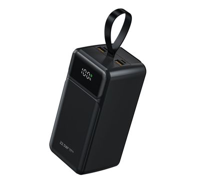 Green Lion Power Tank 50000mAh Power Bank with Built-in Cables, 22.5W Power Delivery, Fast Charging Support, LED Display, Long Battery Life, Portable - Black