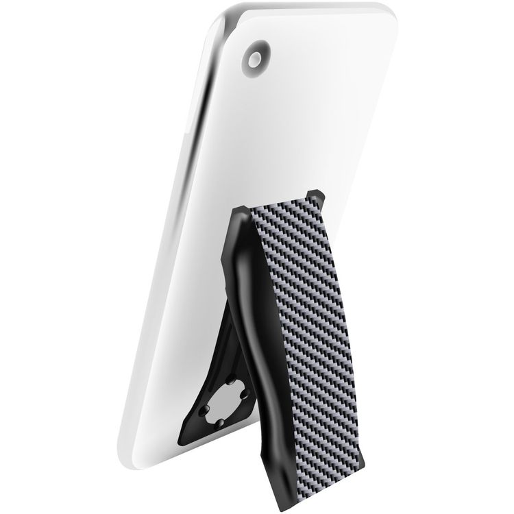 LoveHandle Pro Phone Stand | Magnetic Mobile Phone Grip | Swappable Kickstand Strap - Black Carbon Fiber