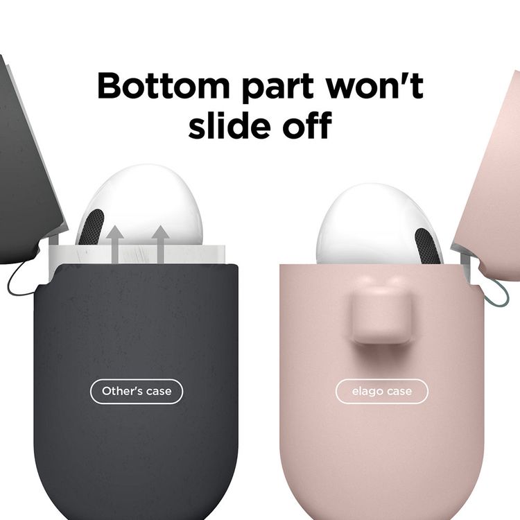 ELAGO Hang Case with Anti-Lost Ring for AirPods 3, Drop Resistant, Dustproof & Absorbing Protective Cover with Hang Case Suitable with Wireless Charger Sand Pink