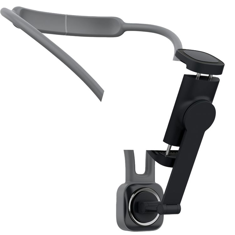 حامل رقبة للهواتف الذكية من بورودو مع قفل مغناطيسي، تسجيل بدون استخدام اليدين، مقاس رقبة قابل للتعديل 625 مم، مقاس كليب الهاتف 65-110 مم، مصنوع من الألمنيوم والسليكون والفولاذ المقاوم للصدأ، تثبيت آمن - أسود