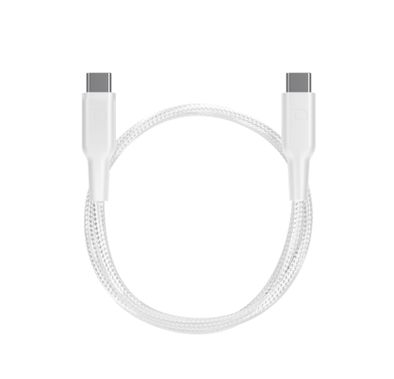 Powerology Braided USB-C to USB-C with 60W Power Delivery, 30cm Cable Length, Universal Compatibility, Fast Charge & Data Transfer - White