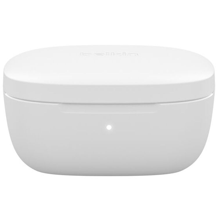 Belkin True Wireless Earbuds with ENC, Up to 28 Hours Playtime, 2 Layer Dynamic 7mm Driver, 1.5 Hours Charging Time, Qi-Wireless Charging Support, IPX5 Water Resistance Level, Bluetooth Version 5.2, 520mAh Charging Case Capacity, 60mAh Each Earbud Capacity - White