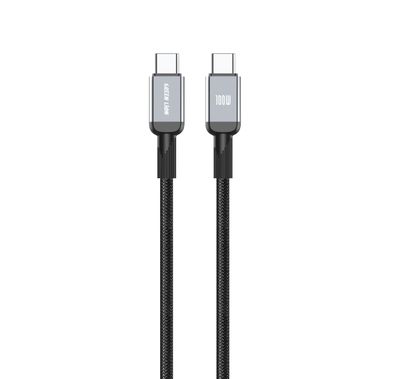 Green Lion USB-C to USB-C Cable with 1m Cable Length, Durable Braided Cable, 100W Power Delivery, 480Mbps Transfer Speed - Black