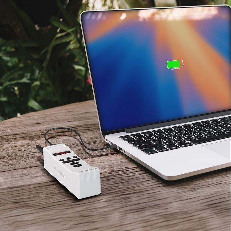 Levelo Revolt 20000mAh Walkie Talkie Power Bank with 1.5km Communication Distance, Laptop Charger, LED Detachable Antenna, PD 100W Total Output, Safety Protection, Type-C In/Out, LED Display, Voice Recorder - White